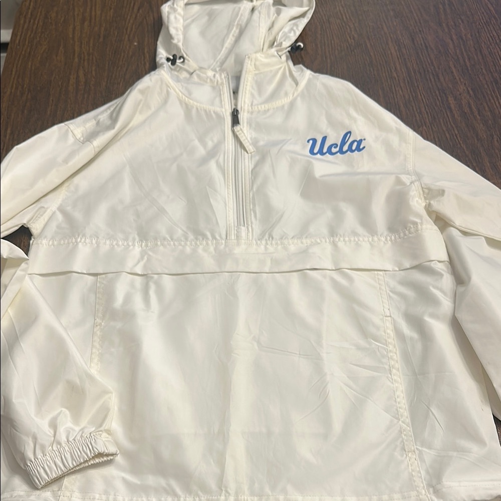 UCLA Champion White 1/2 zip wind breaker with Blue Logo